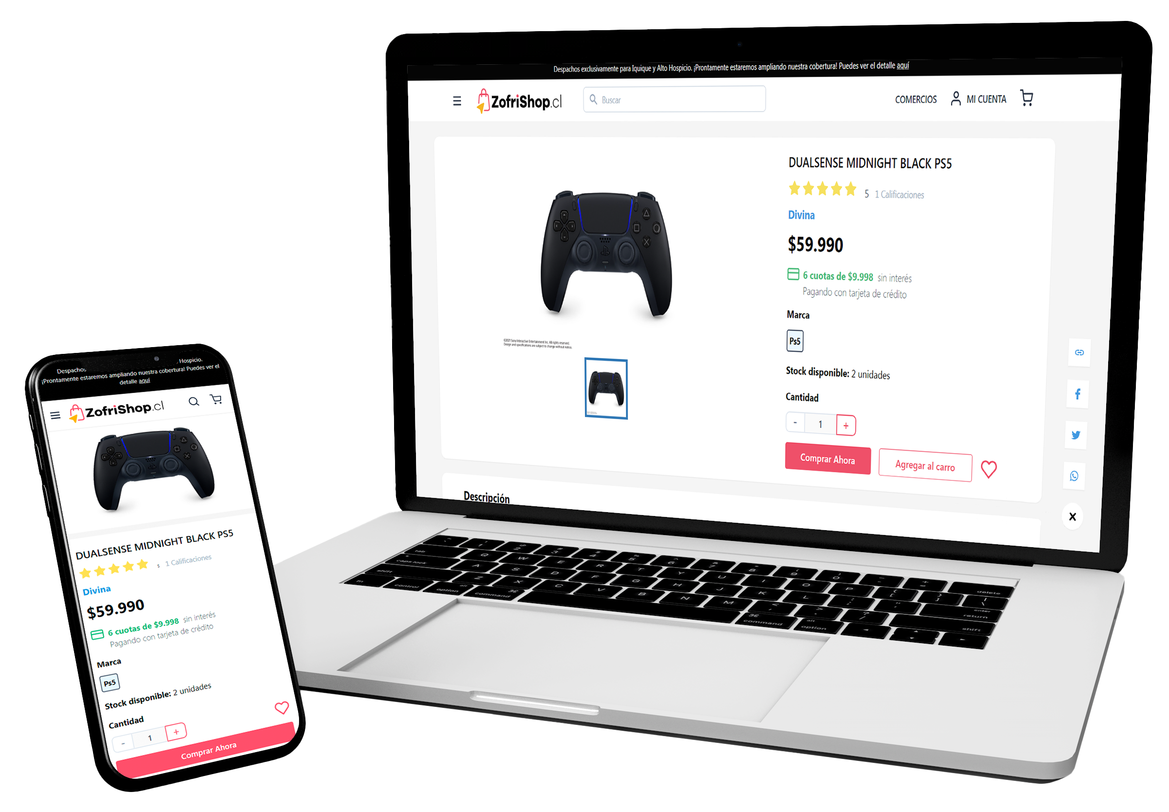 Zofrishop mockup ecommerce